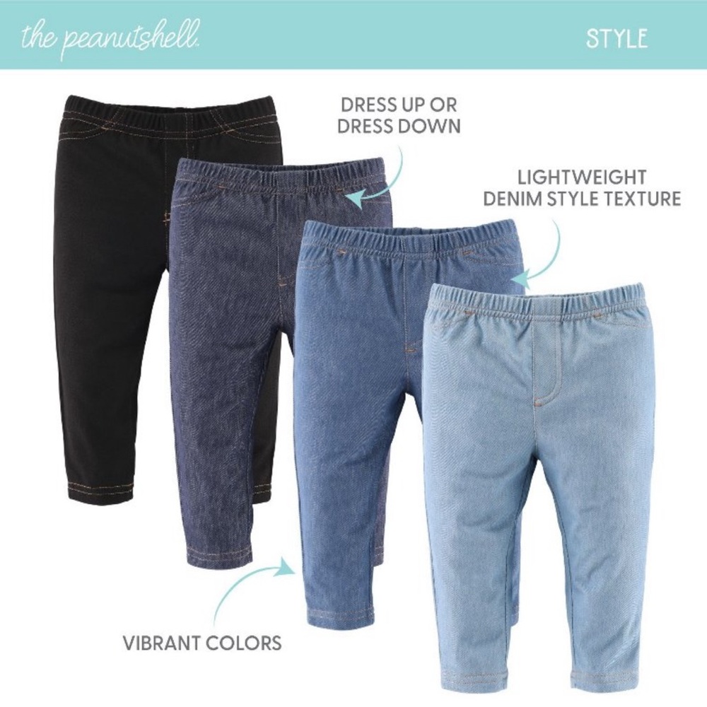 The Peanutshell baby 4-pack jeggings unisex 12m